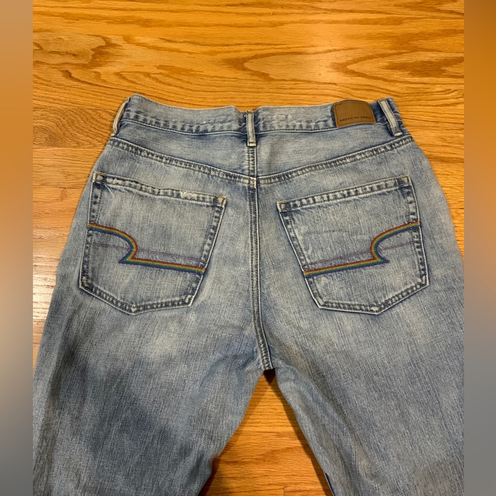 Light wash pride jeans from American eagle.
